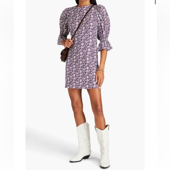 NWT Maje
Women's Purple Cutout Floral-print Linen-blend Mini Dress - Picture 1 of 7